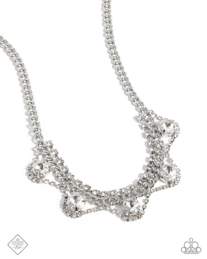Never Enough Elegance - White - Paparazzi Short Necklace - March 2025 Fiercely 5th Avenue