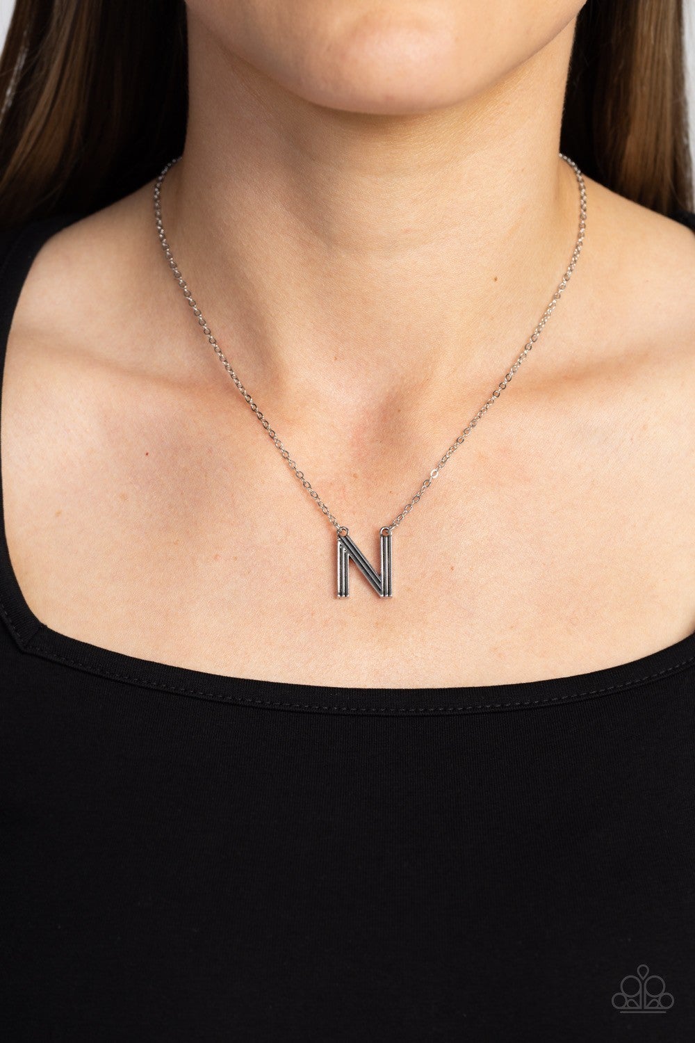 Leave Your Initials - Silver Necklace - N - Paparazzi Accessories