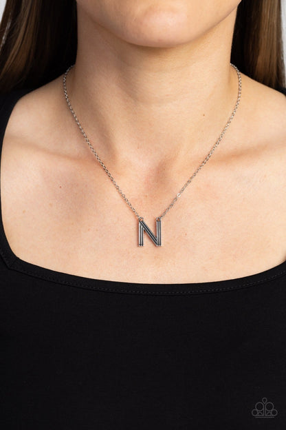 Leave Your Initials - Silver Necklace - N - Paparazzi Accessories
