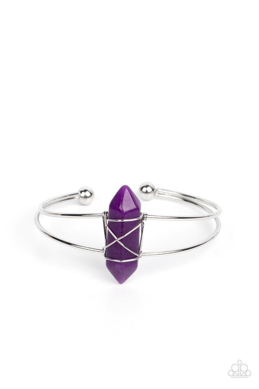 Terra Transcendence - Purple - Amethyst Stone Cuff Bracelet - Paparazzi Accessories