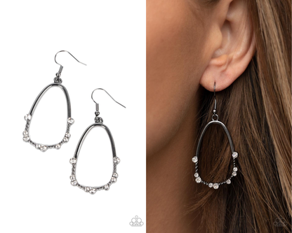 Ready Or YACHT - Black - Gunmetal Teardrop Frame Fishhook Earrings - Paparazzi Accessories