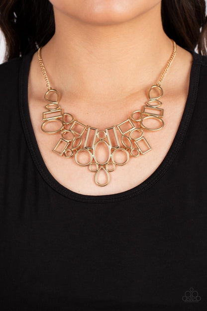 Geometric Grit - Gold Necklace - Paparazzi Accessories