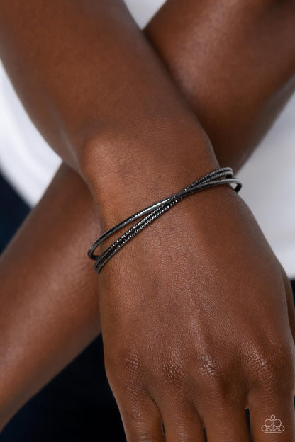 Coachella Curls - Black - Gunmetal Cuff Bracelet - Paparazzi Accessories