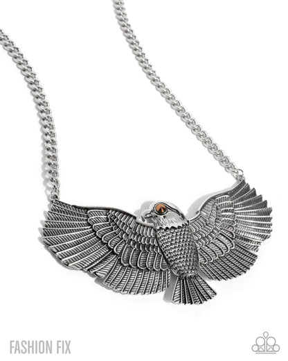 Proud as an Eagles Scream - Silver Necklace - Sunset Sightings - October 2025 - Paparazzi Accessories