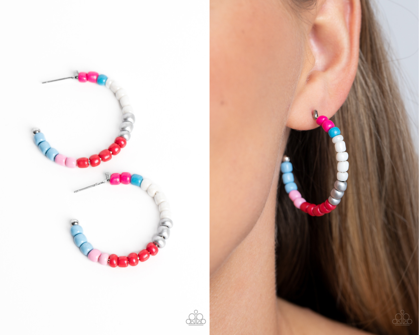 Multicolored Mambo - Pink Multi Seed Bead Hoop Earrings - Paparazzi Accessories