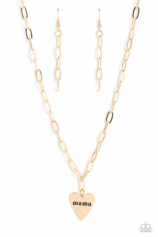 Mama Cant Buy You Love - Gold Heart Pendant Necklace - Paparazzi Accessories