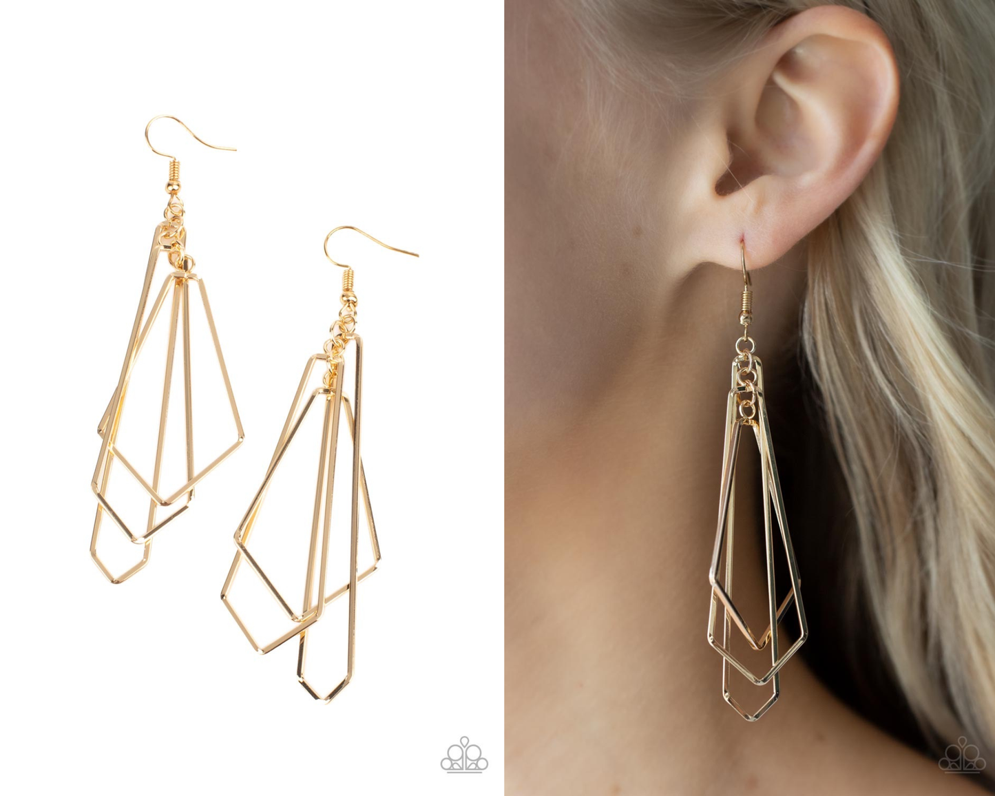 Shape Shifting Shimmer - Gold - Geometric Fishhook Earrings - Paparazzi Accessories