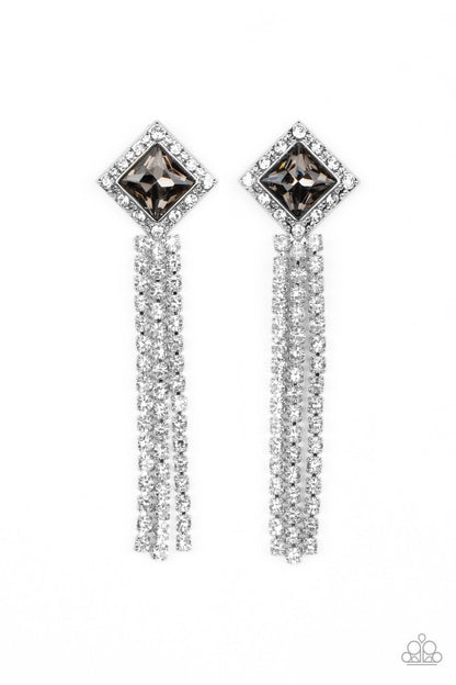 Seasonal Sparkle - Silver - Square Rhinestone Post Earrings - Paparazzi Accessories