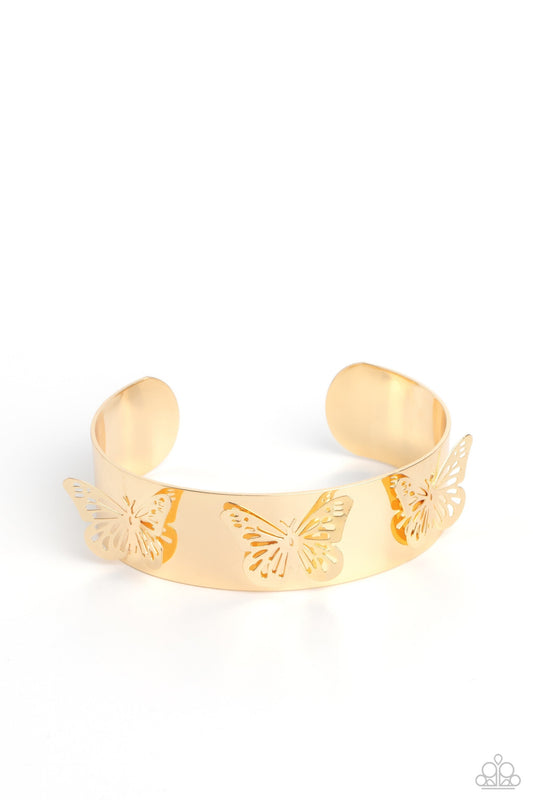 Magical Mariposas - Gold Butterfly Cuff Bracelet - Paparazzi Accessories