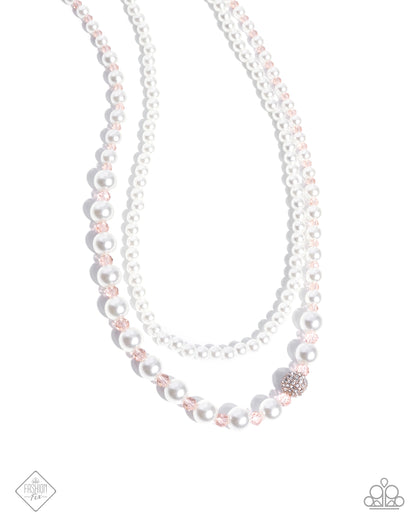 Radiant Range - Pink Crystal Beads White Pearl Necklace - Paparazzi Accessories