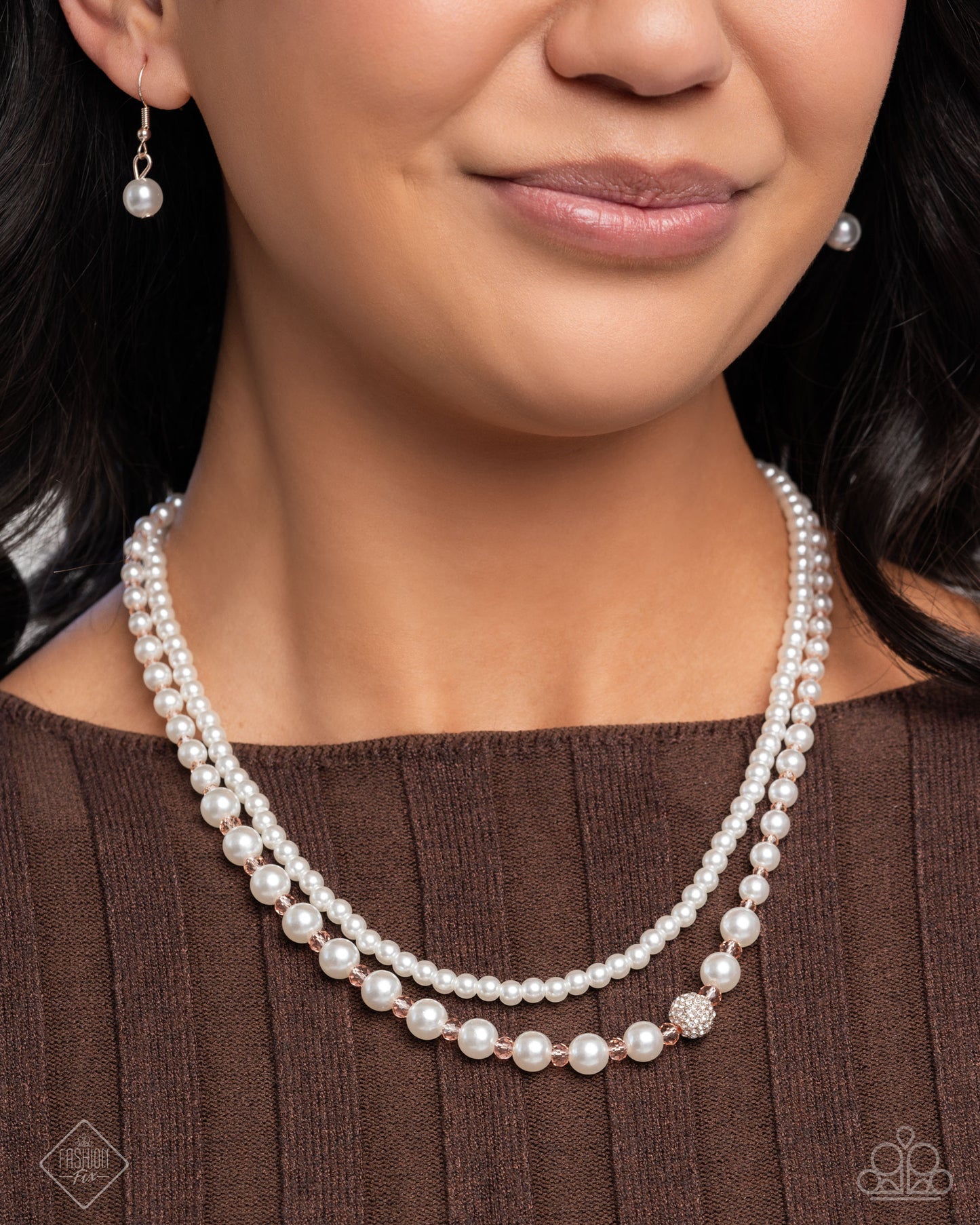 Radiant Range - Pink Crystal Beads White Pearl Necklace - Paparazzi Accessories