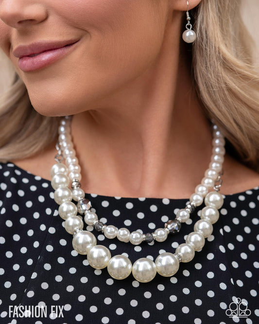 Radiant Repetition  - White Necklace - Fiercely 5th Avenue August 2025 - Paparazzi Accessories