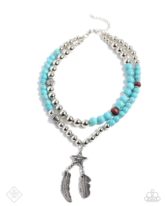 Restful Radiance - Blue Crackle Stone Silver Necklace - Paparazzi Accessories