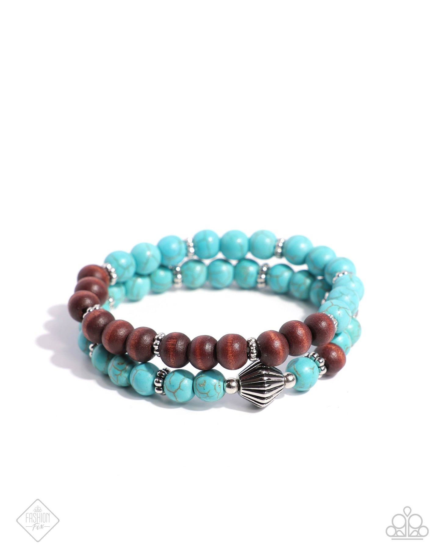 Restful Review - Blue Crackle Stone & Wooden Beads Stretchy Bracelets - Paparazzi Accessories