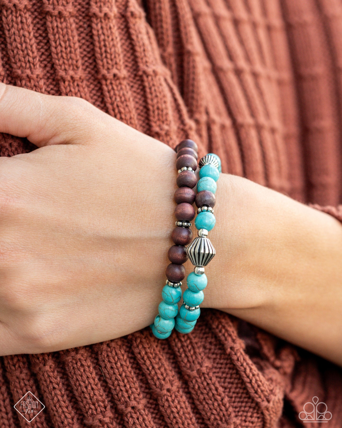 Restful Review - Blue Crackle Stone & Wooden Beads Stretchy Bracelets - Paparazzi Accessories