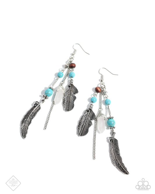 Restful Runway - Blue Crackle Stone Silver Fishhook Earrings - Paparazzi Accessories