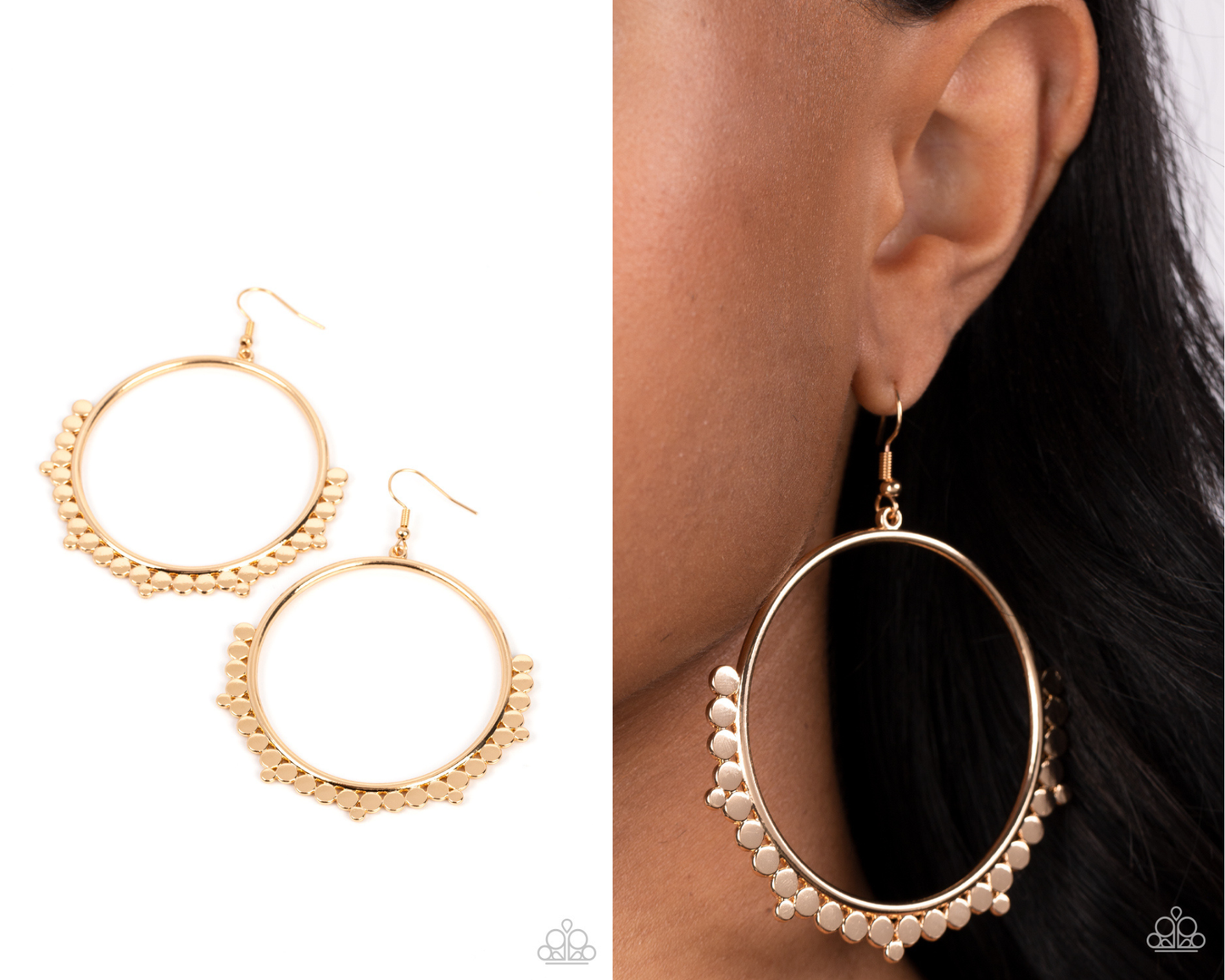 Ultra Untamable - Gold Oversized Hoop Fishhook Earrings - Paparazzi Accessories