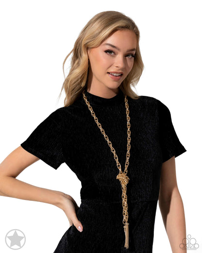 SCARFed for Attention - Gold Necklace - Paparazzi Accessories