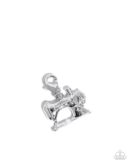 SEW-ing Style - Rhodium Plated Charm - Paparazzi Accessories