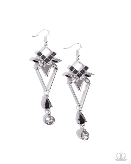 Shoulder-Dusting Shimmer - Silver Hematite & Smoky Gem Fishhook Earrings - Paparazzi Accessories