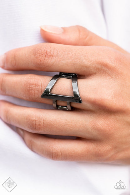 Rebel Edge - Black - Gunmetal Ring - Paparazzi Accessories