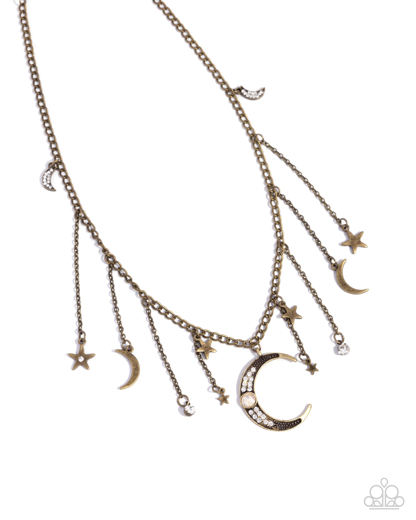 Stellar Selection - Brass Moon and Stars Necklace - Paparazzi Accessories