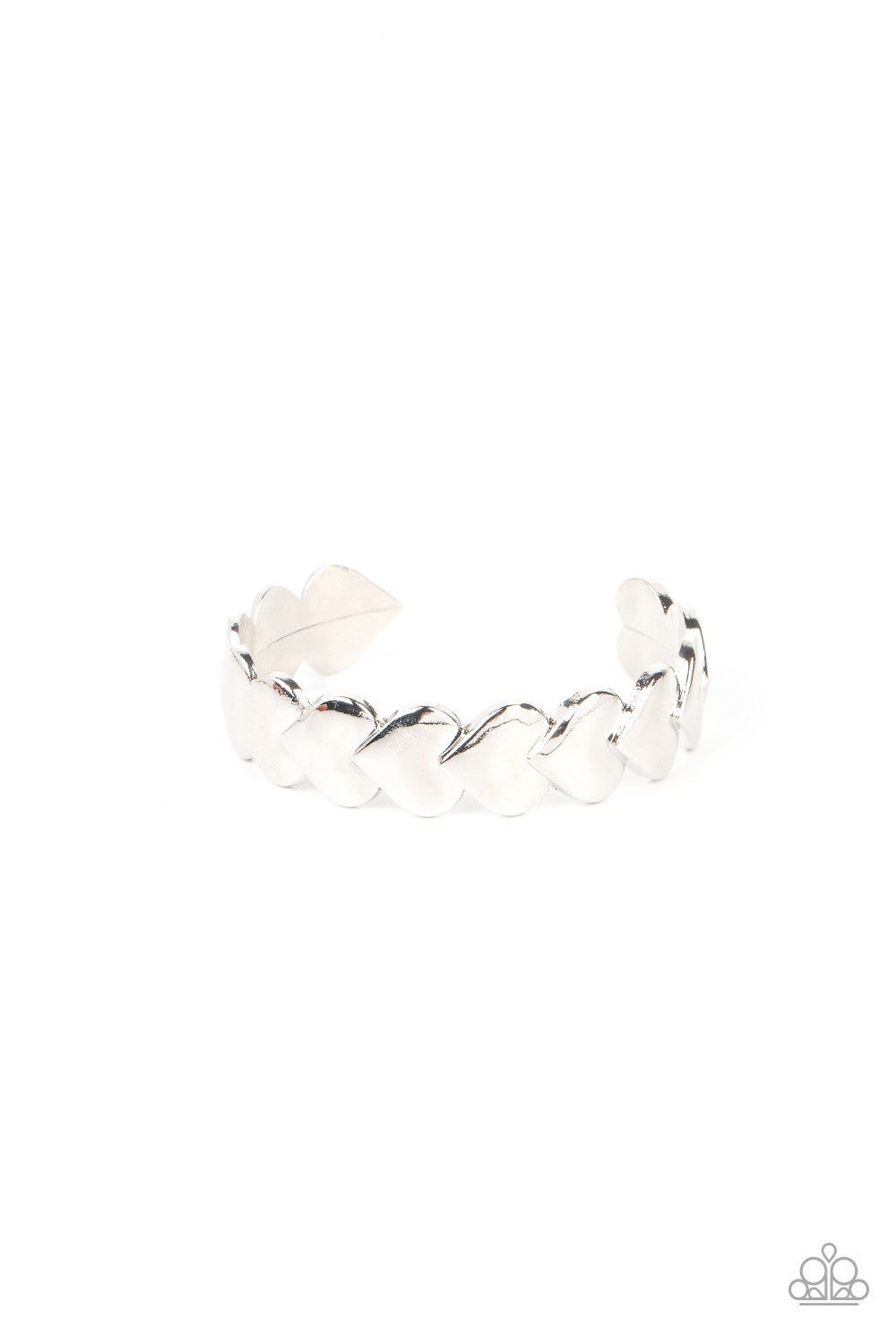 Hearts Galore - Silver Heart Cuff Bracelet - Paparazzi Accessories