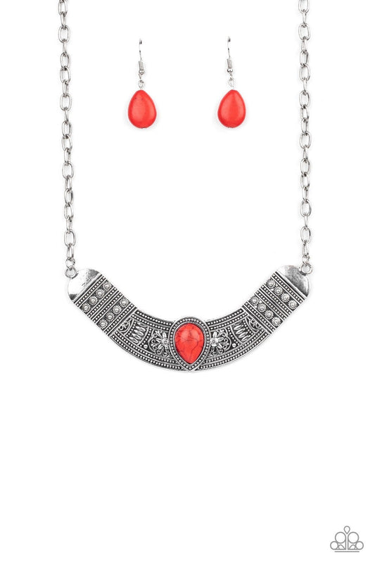 Very Venturous - Red Stone Necklace - Paparazzi Accessories