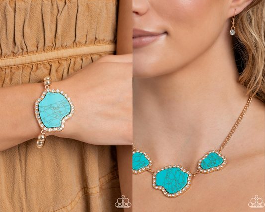 Complete Look - Gold "Digging Deep" Necklace & "Earthy Excavation" Bracelet - Paparazzi Accessories