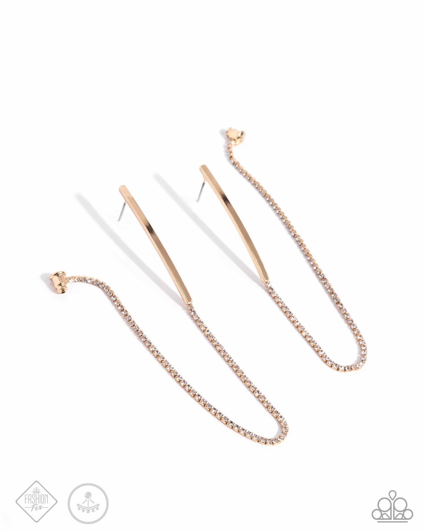 Tailored Trade - Gold & White Rhinestone Post Earrings - Paparazzi Accessories