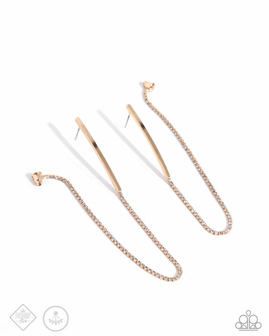 Tailored Trade - Gold & White Rhinestone Post Earrings - Paparazzi Accessories