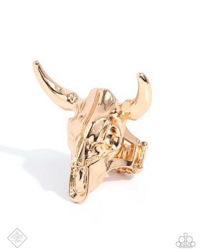 Texan Tutor - Gold Longhorn Skull Ring - November 2024 Simply Santa Fe