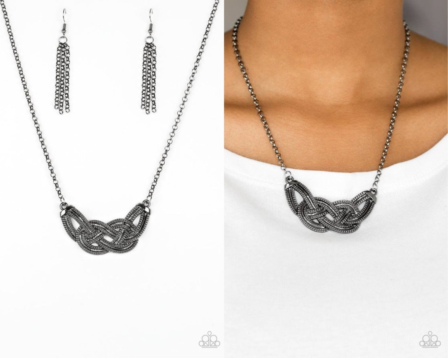 Nautically Naples - Black - Gunmetal Necklace - Paparazzi Accessories