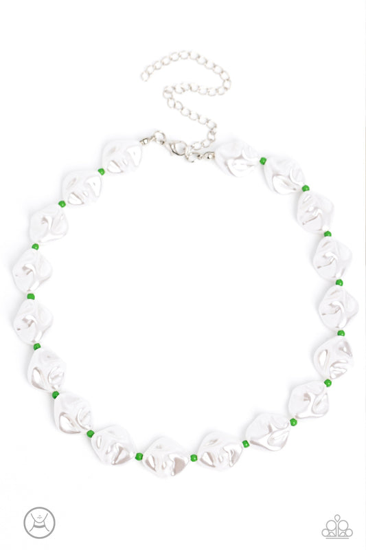 SHORE Enough - Green Seed Bead - Pearl Necklace - Paparazzi Accessories