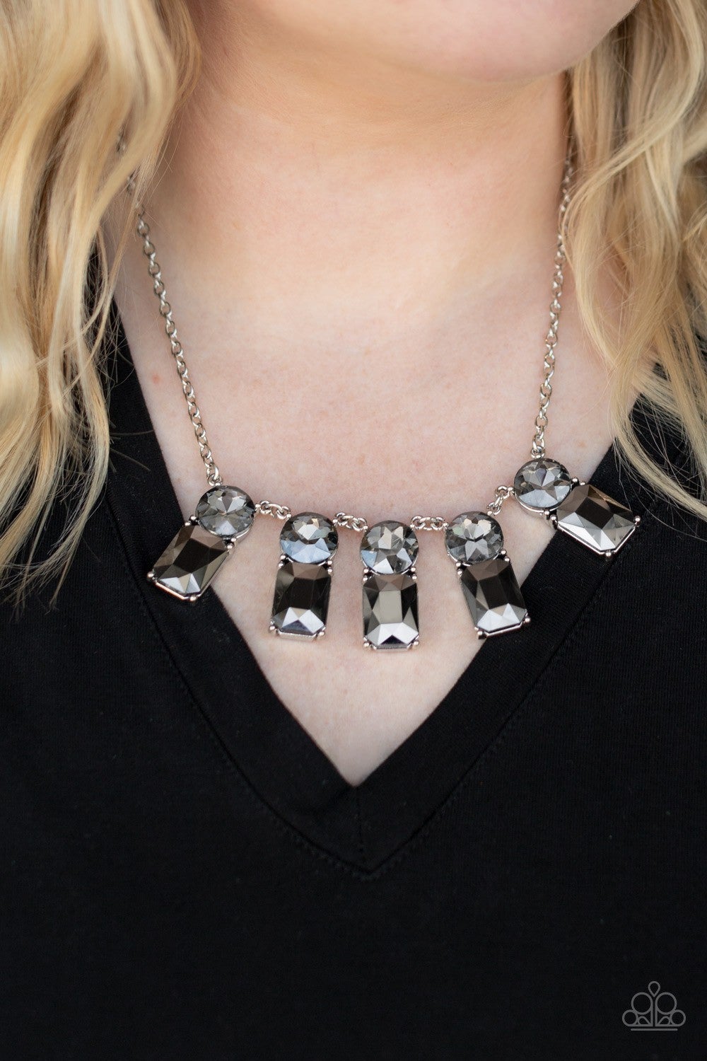 Celestial Royal - Silver - Smoky and Hematite Rhinestone Necklace - Paparazzi Accessories