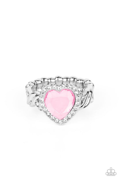 Committed to Cupid - Pink Rhinestone Heart Ring - Paparazzi Accessories