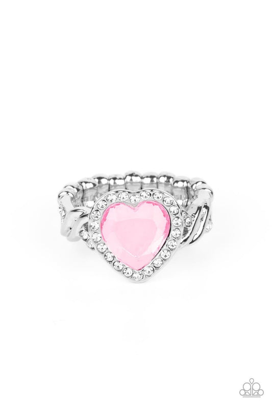 Committed to Cupid - Pink Rhinestone Heart Ring - Paparazzi Accessories