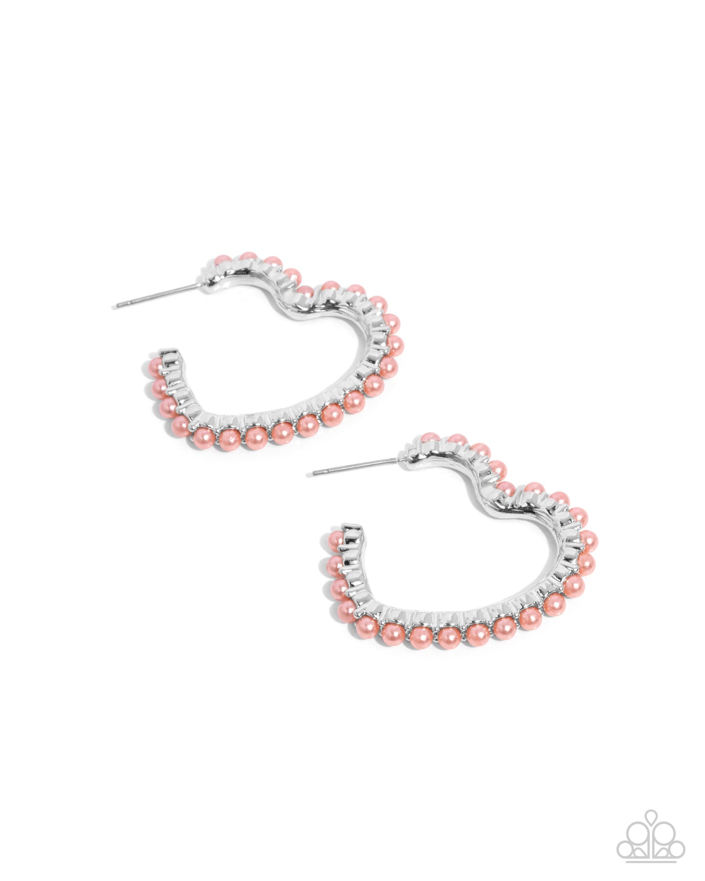 Vocally Vintage - Orange Pearl Heart Hoops - Paparazzi Accessories