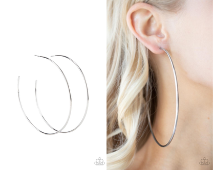 Colossal Couture - Silver Oversized Hoop Earrings - Paparazzi Accessories