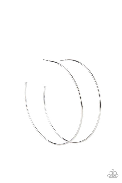 Colossal Couture - Silver Oversized Hoop Earrings - Paparazzi Accessories