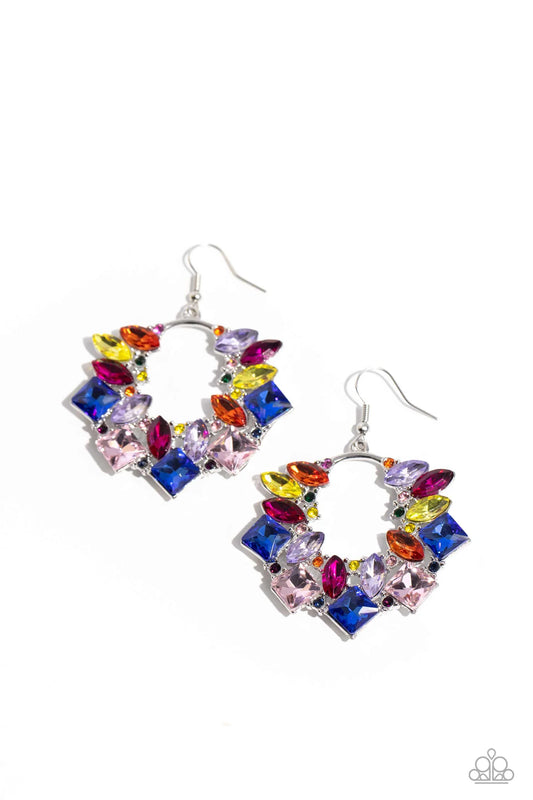 Wreathed in Watercolors - Multi Rainbow Rhinestone Earrings - Life of the Party Exclusive July 2023 - Paparazzi Accessories