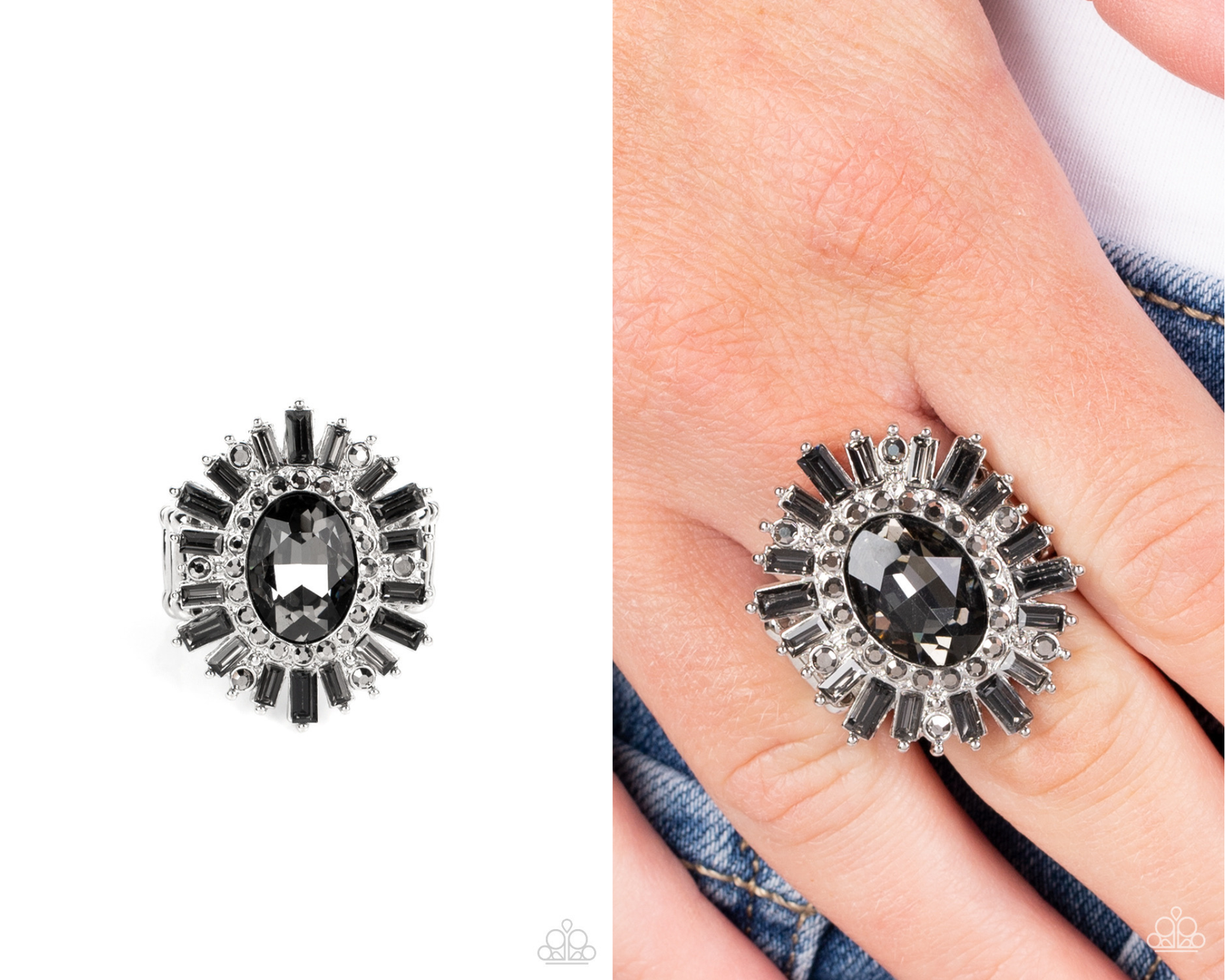 Astral Attitude - Silver Rhinestone Ring - Paparazzi Accessories