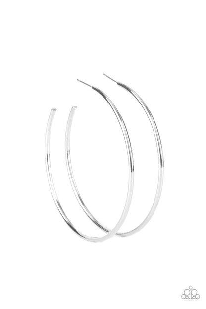Mega Metro - Silver Hoop Earrings - Paparazzi Accessories