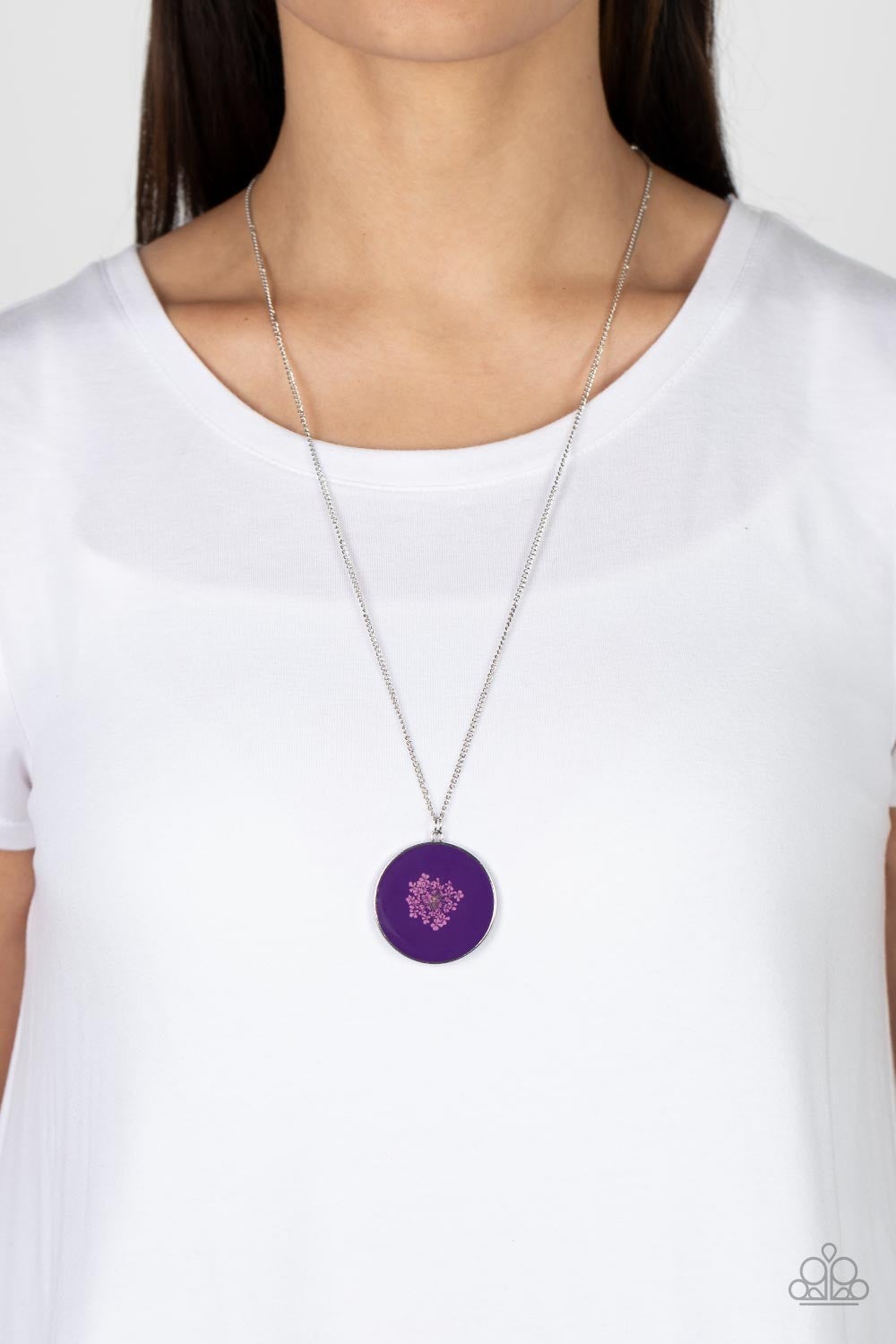 Prairie Picnic - Purple Flower Pendant Necklace - Paparazzi Accessories