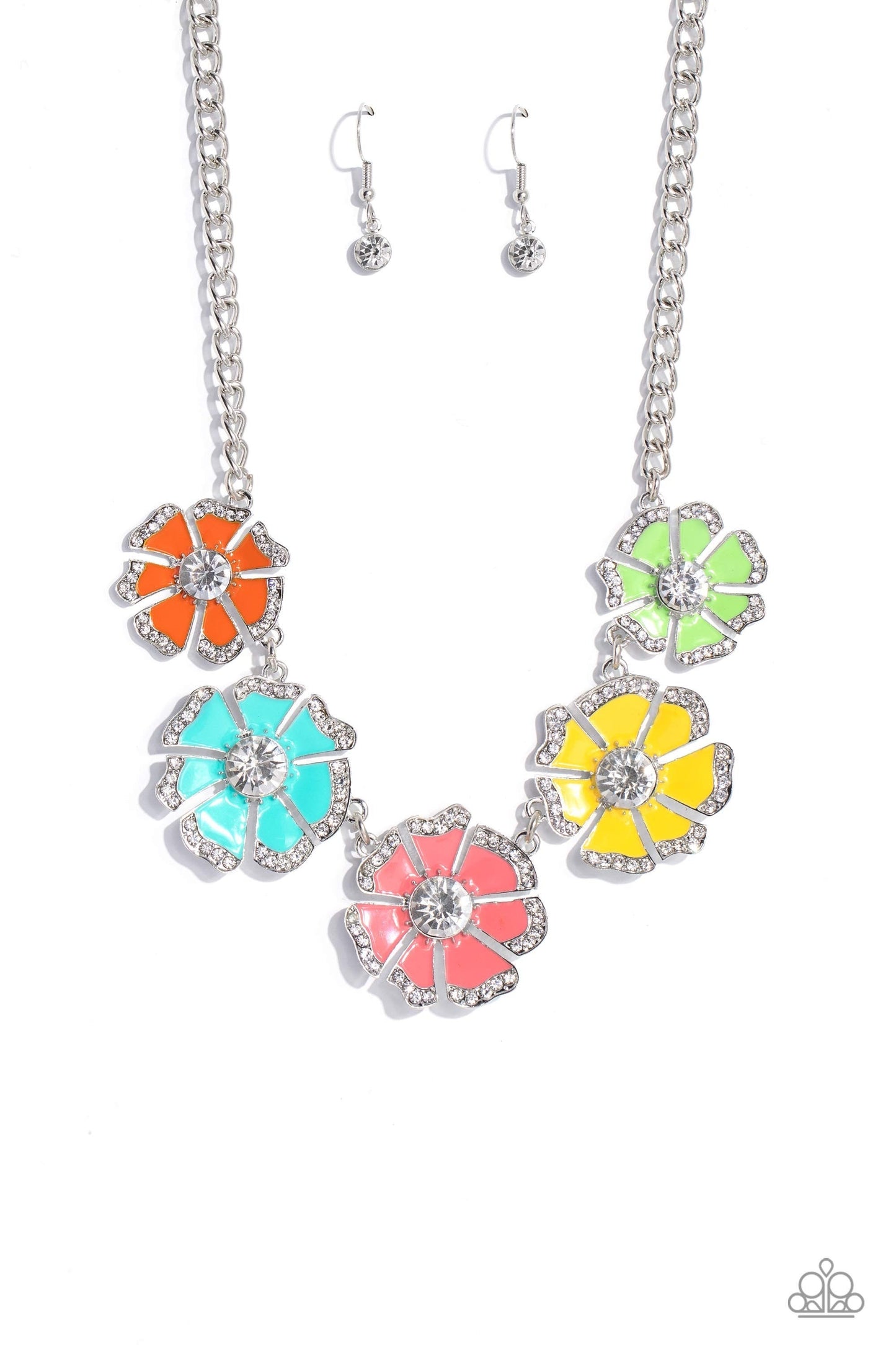 Playful Posies - Multi Enamel Flower Necklace - Life of the Party Exclusive - Paparazzi Accessories