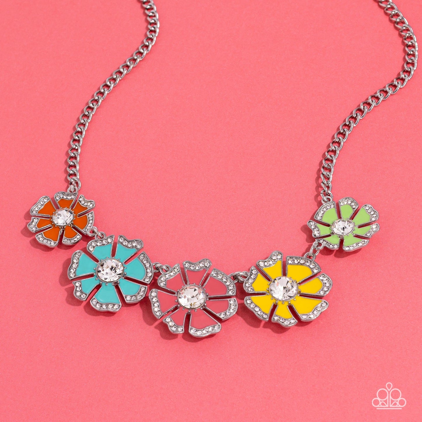 Playful Posies - Multi Enamel Flower Necklace - Life of the Party Exclusive - Paparazzi Accessories