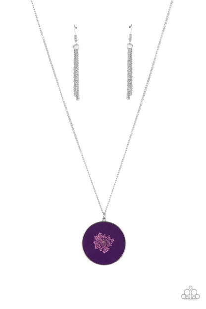 Prairie Picnic - Purple Flower Pendant Necklace - Paparazzi Accessories