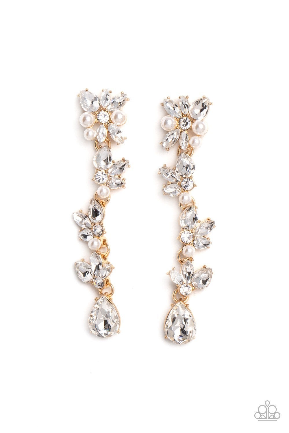 LIGHT at the Opera - Gold - Pearl Drop Post Earrings - Paparazzi Accessories