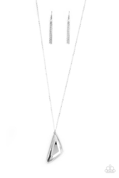 Ultra Sharp - White - Triangle Rhinestone Pendant Necklace - Paparazzi Accessories