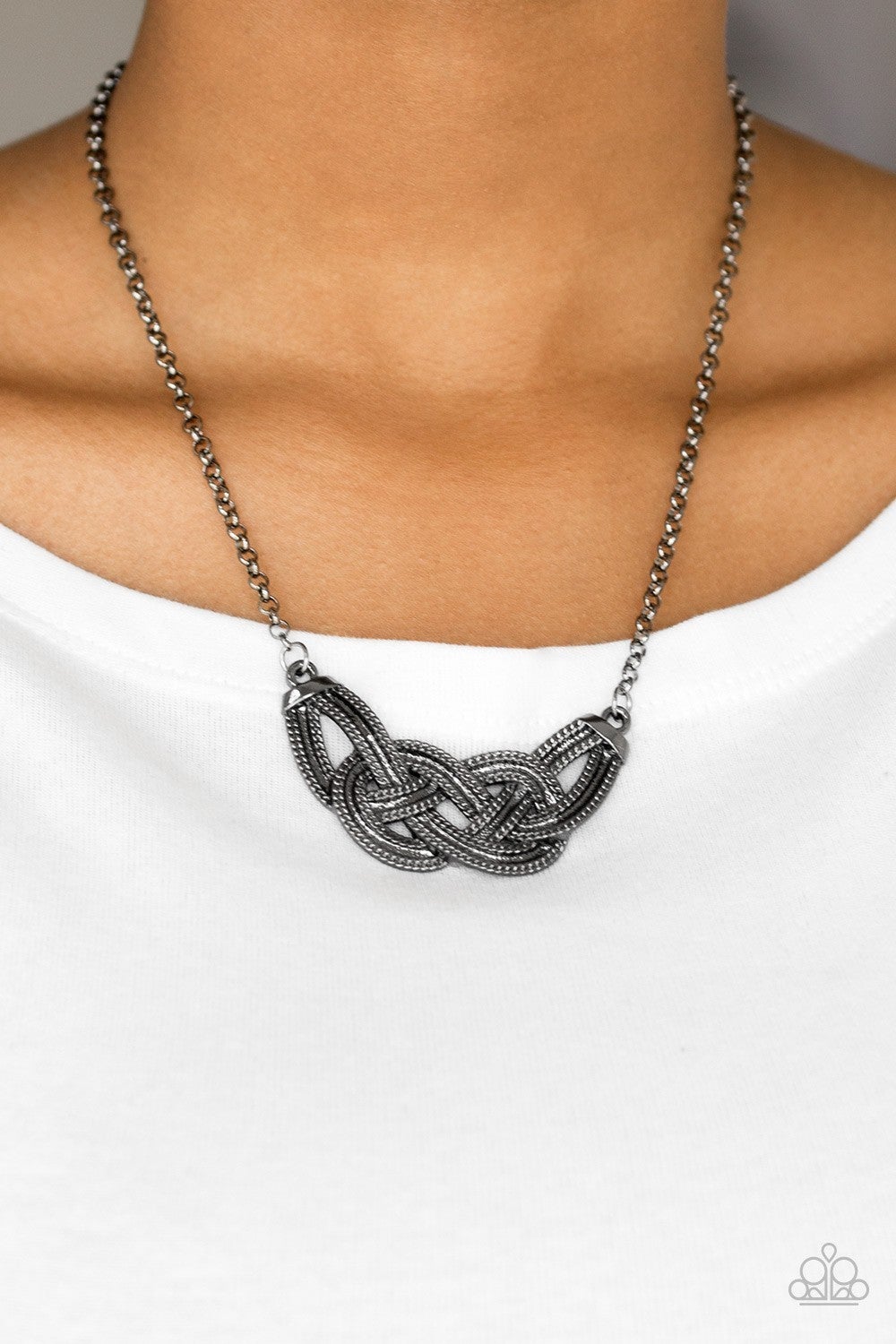 Nautically Naples - Black - Gunmetal Necklace - Paparazzi Accessories